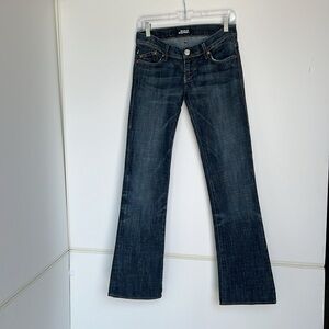 Rock & Republic Low Rise Flare Denim Jeans Dark Blue Size 25 Inseam 30”